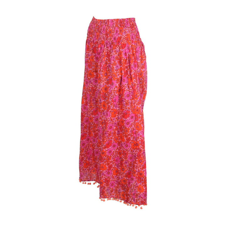 Pom Pom Hem Flower Print Trousers