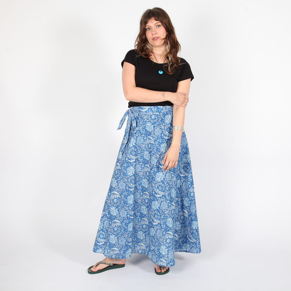 Cotton Wrap Maxi Skirt