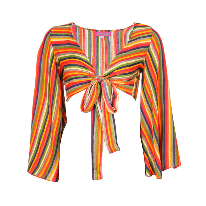 Rainbow Stripe Wrap Top