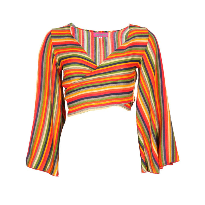Rainbow Stripe Wrap Top