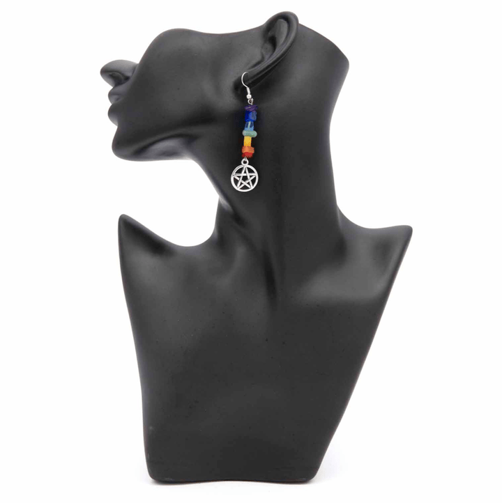 Chakra Pentacle Earrings