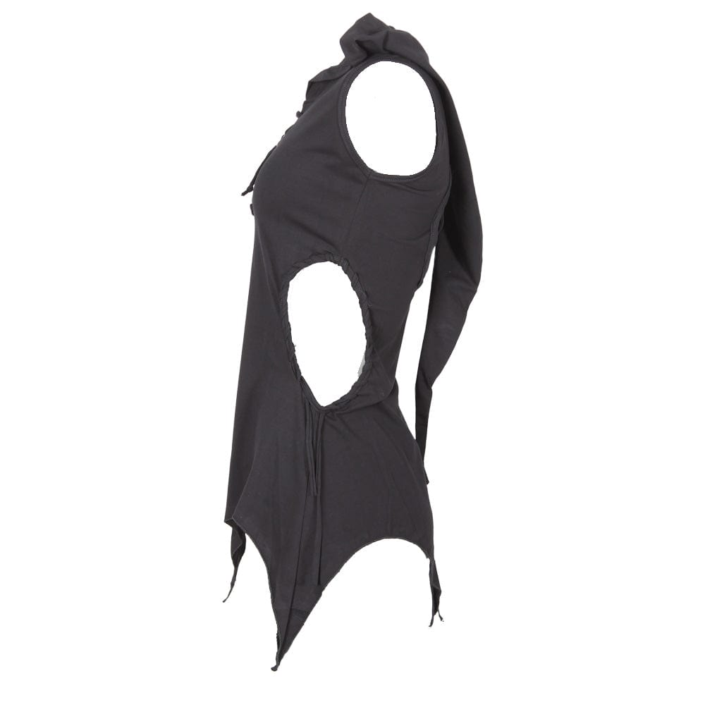 Cutout Sleeveless Hooded Top