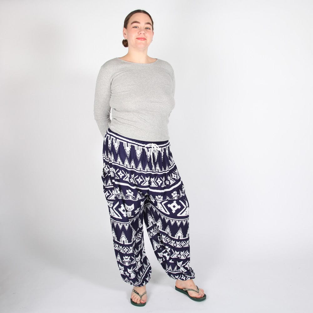 Cat Print Harem Trousers