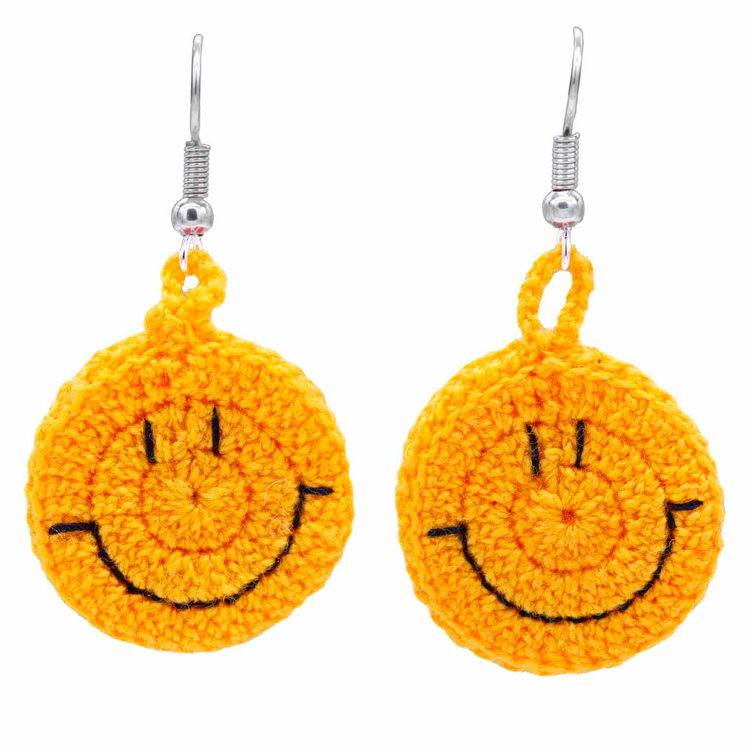 Crochet Smiley Face Earrings