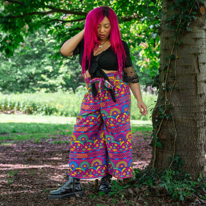 Kaleidoscope Wide Leg Tie Trousers