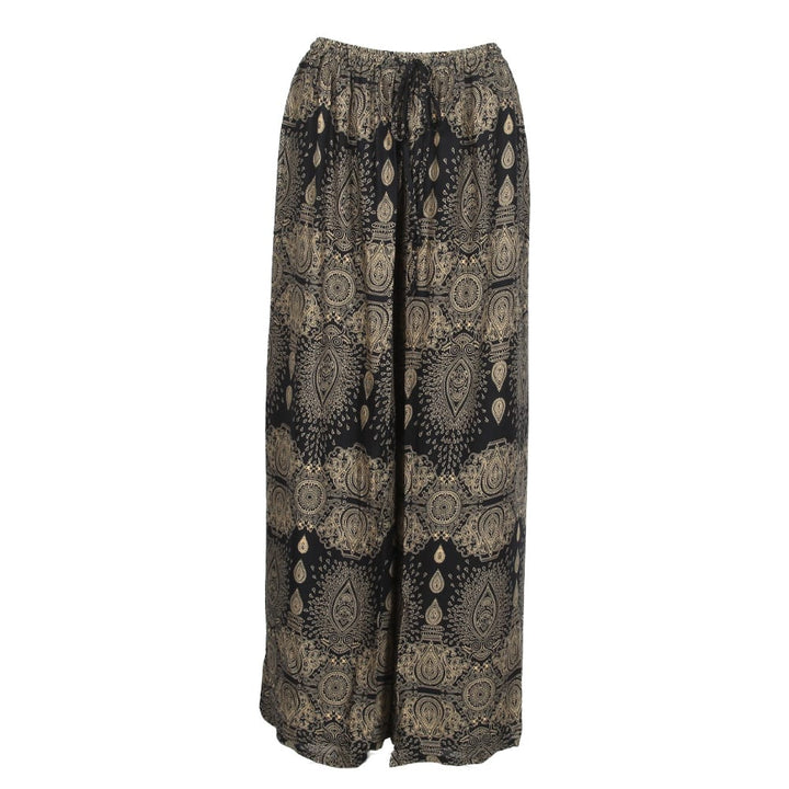Faux Wrap Mandala Wide Leg Trousers