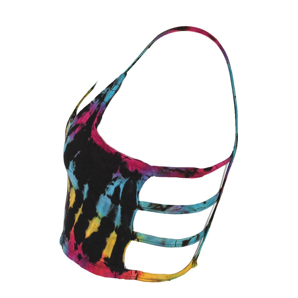 Tie Dye Lattice Back Crop Top