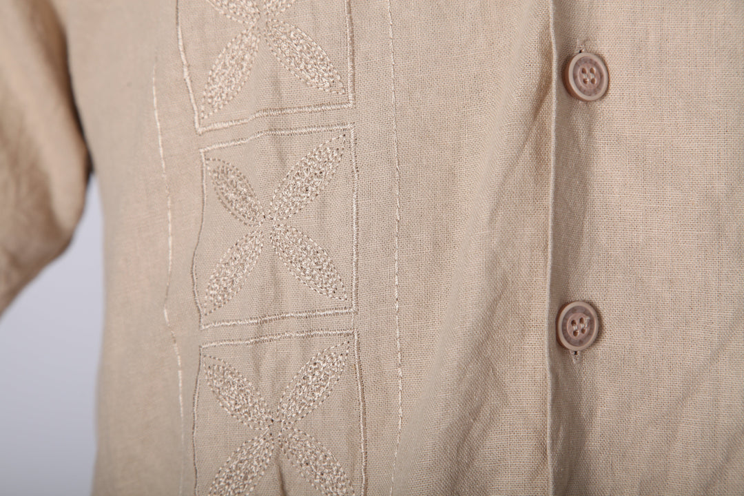 Vintage Beige Short Sleeve Shirt