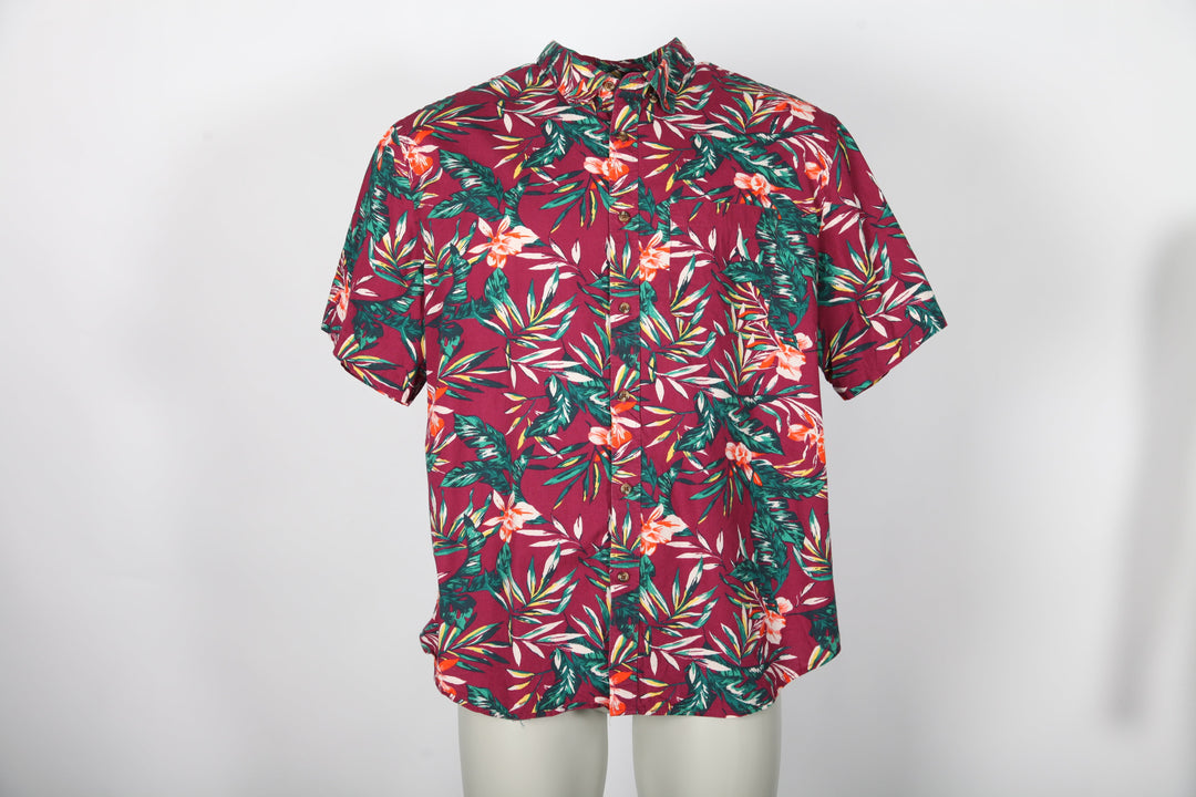 Vintage Maroon Floral Short Sleeve Shirt