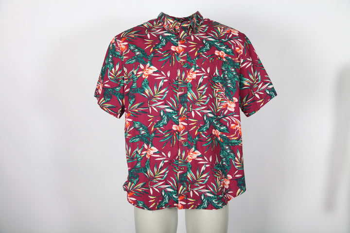 Vintage Maroon Floral Short Sleeve Shirt