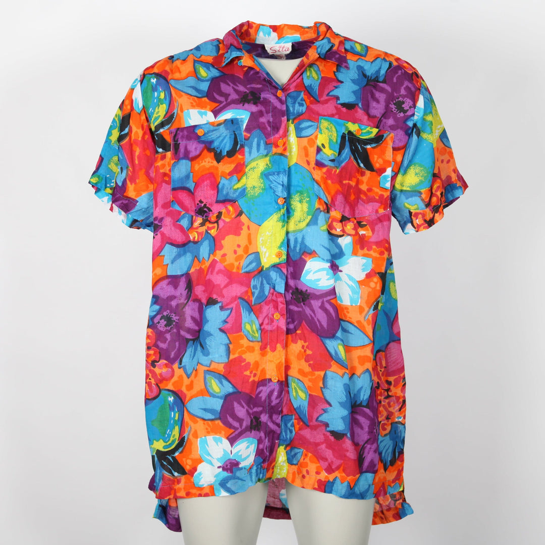Vintage Bright Patterned Short Sleeve Shirt