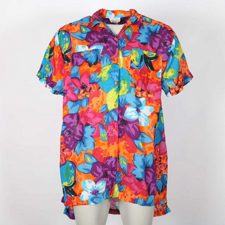 Vintage Bright Patterned Short Sleeve Shirt