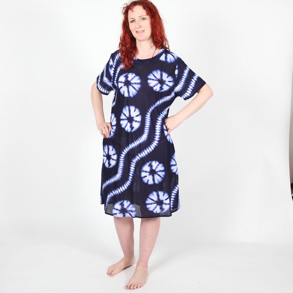 Lightweight Tie Dye Indigo Dress