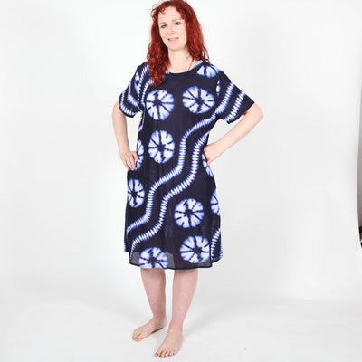 Lightweight Tie Dye Indigo Dress