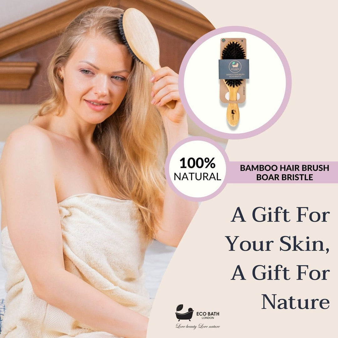Eco-Friendly Detangling Bamboo Hair Brush with Boar Bristles