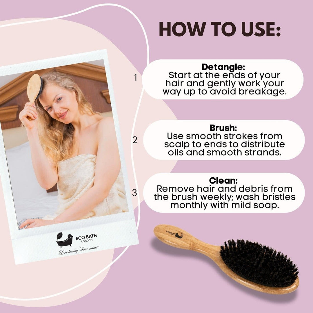 Eco-Friendly Detangling Bamboo Hair Brush with Boar Bristles
