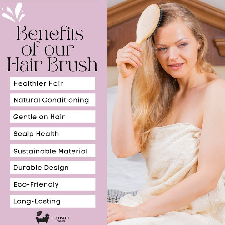 Eco-Friendly Detangling Bamboo Hair Brush with Boar Bristles