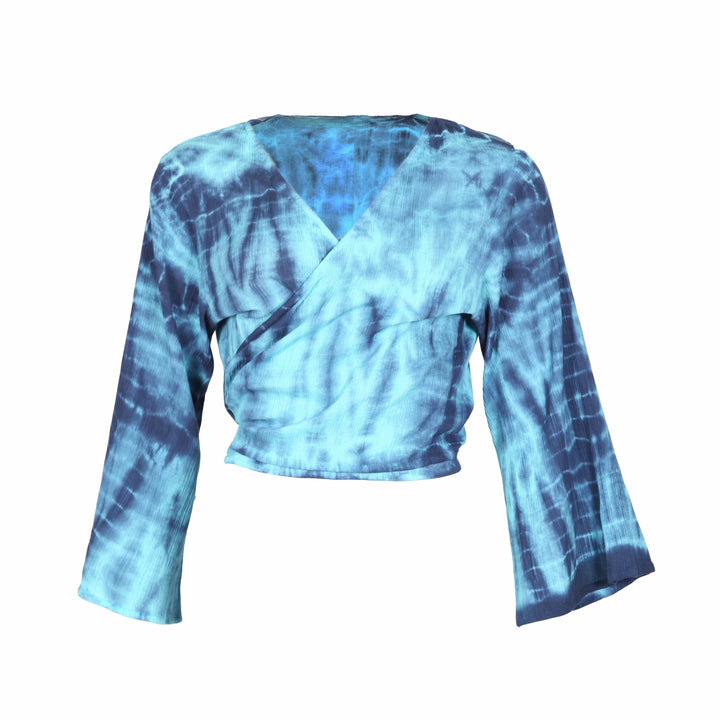 Tie Dye Crepe Wrap Top