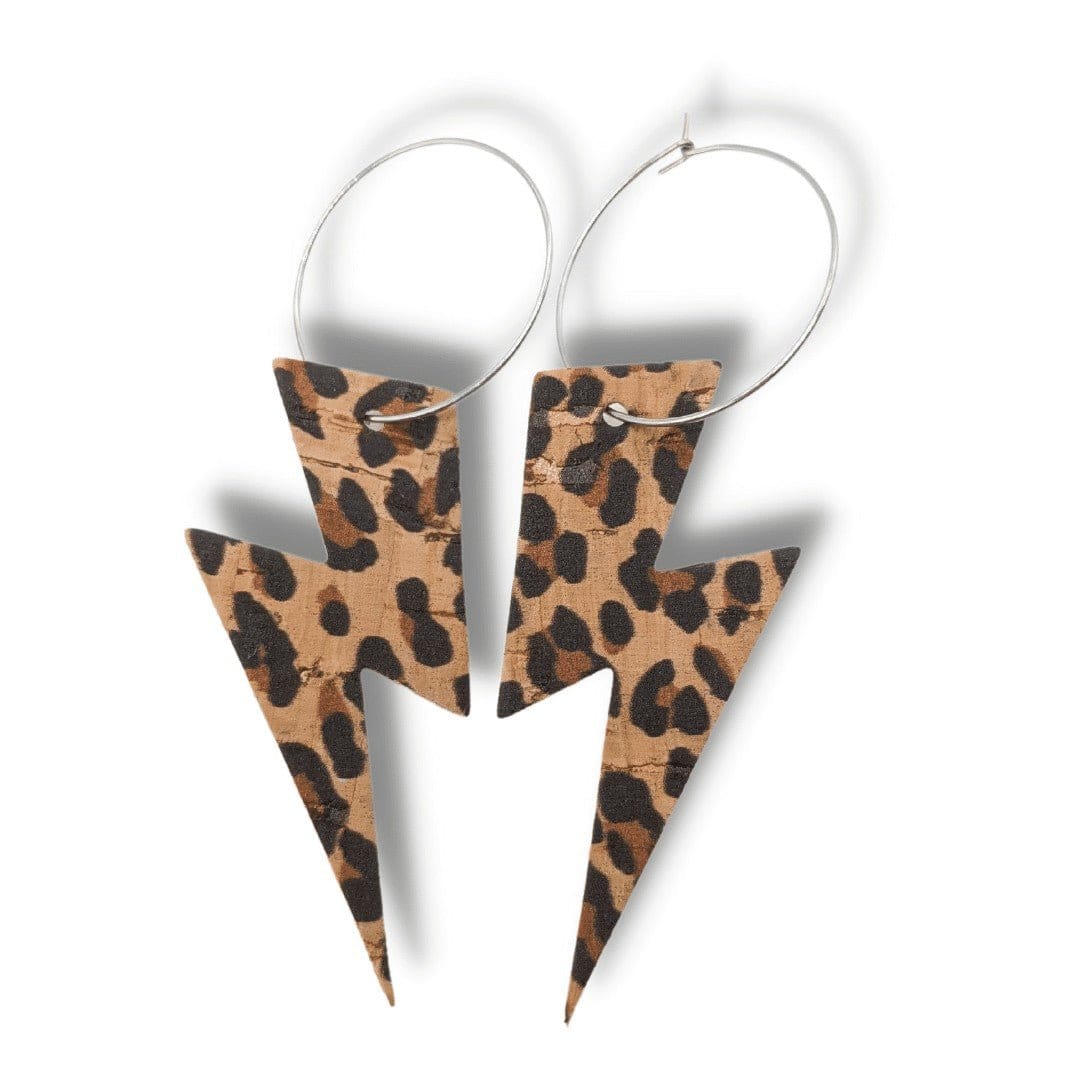 Leopard print lightning bolt earrings