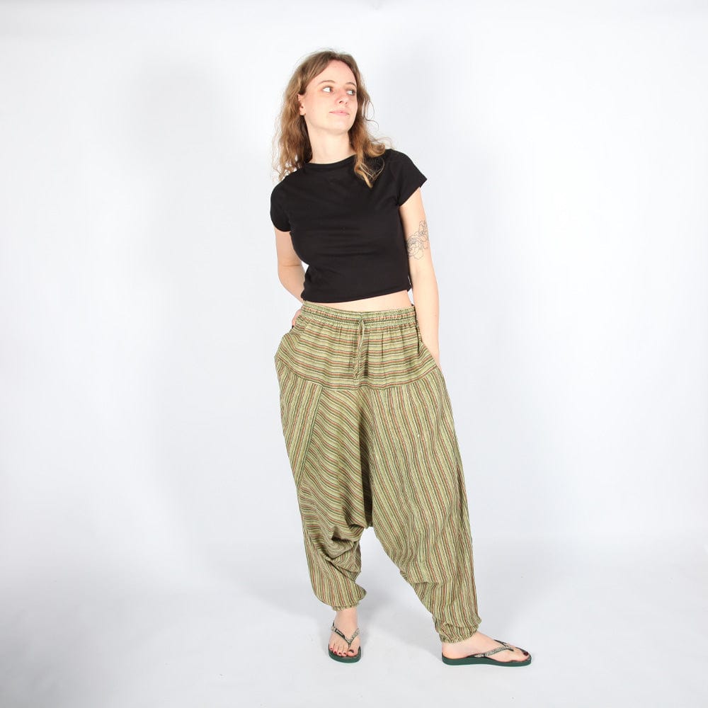 Green Stonewashed Harem Pants