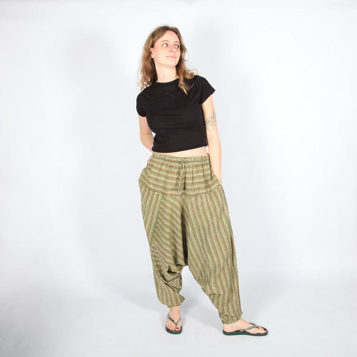 Green Stonewashed Harem Pants