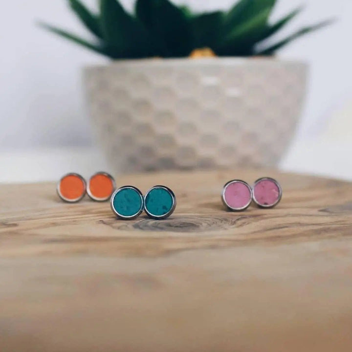 Mini cork stud earrings