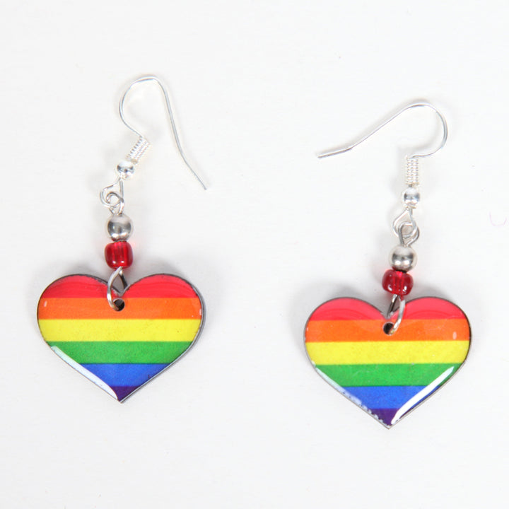 Rainbow Heart Drop Earrings