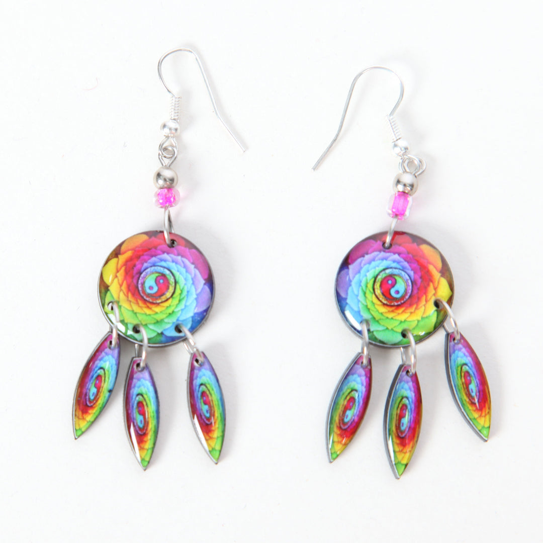 Spiral Rainbow Dangle Earrings