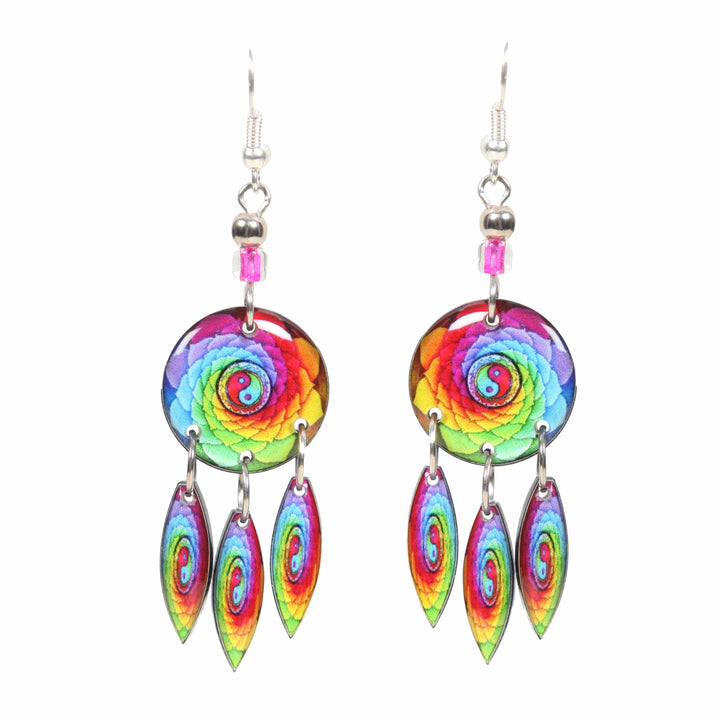 Spiral Rainbow Dangle Earrings