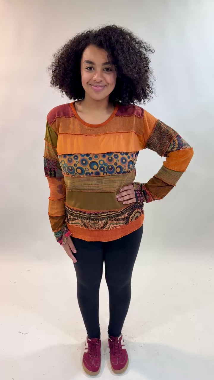 Oversized Sleeve Panelled Top