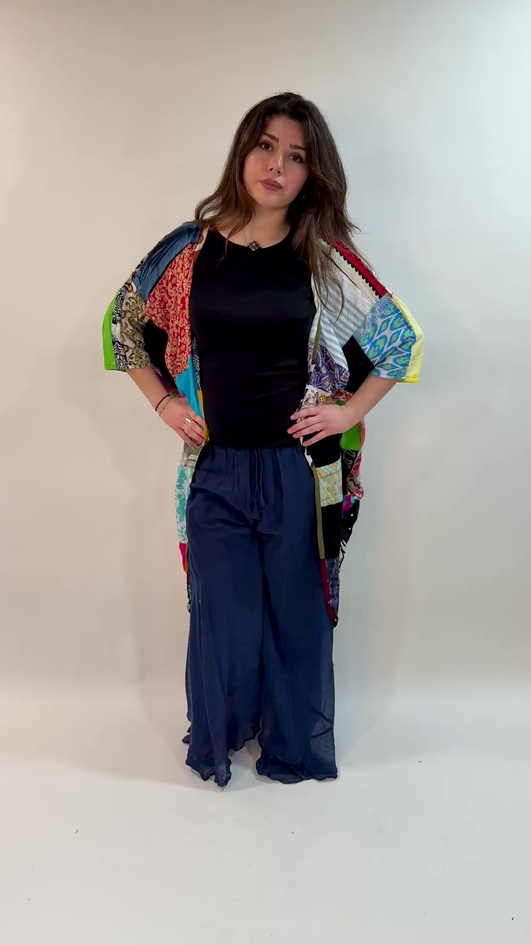 Upcycled Long Patchwork Shrug
