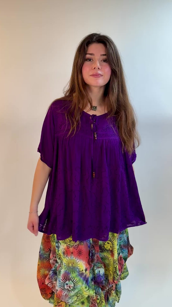 Floaty Embroidered Viscose Blouse