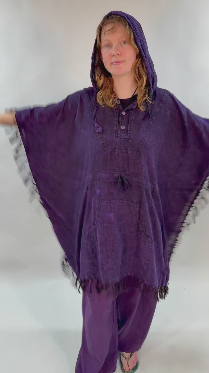 Overdyed Cotton Poncho