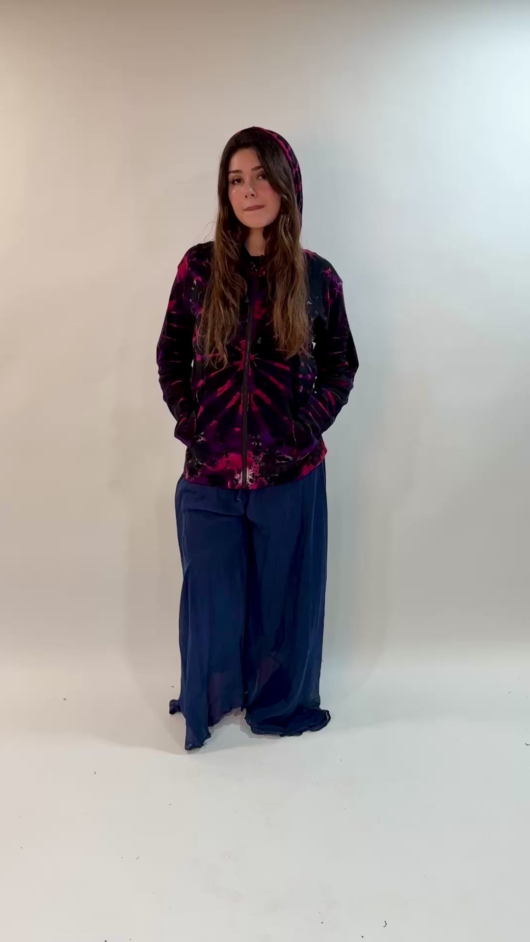 Plus Size Tie Dye Zip Through Hoodie