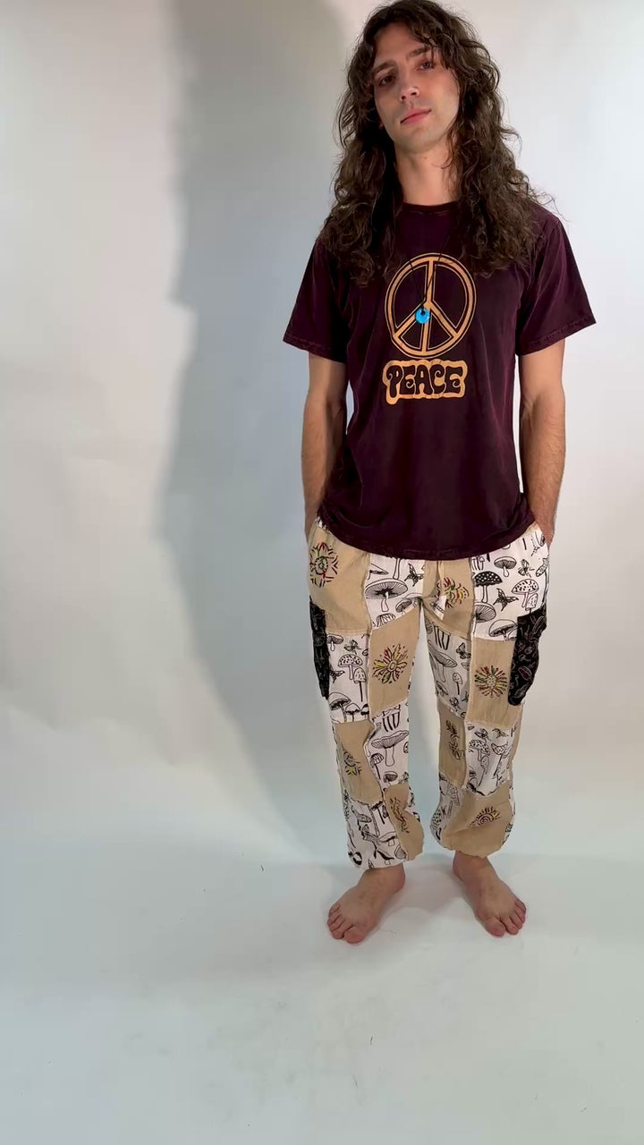Men's Patchwork Mushroom Cargo Jogger Pants