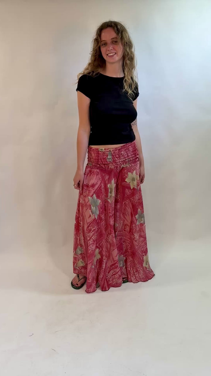 Upcycled Sari Wide Leg Palazzo Trousers