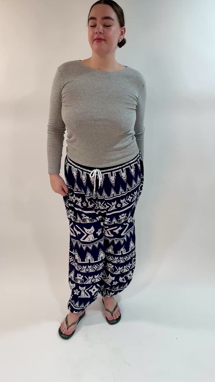 Cat Print Harem Trousers