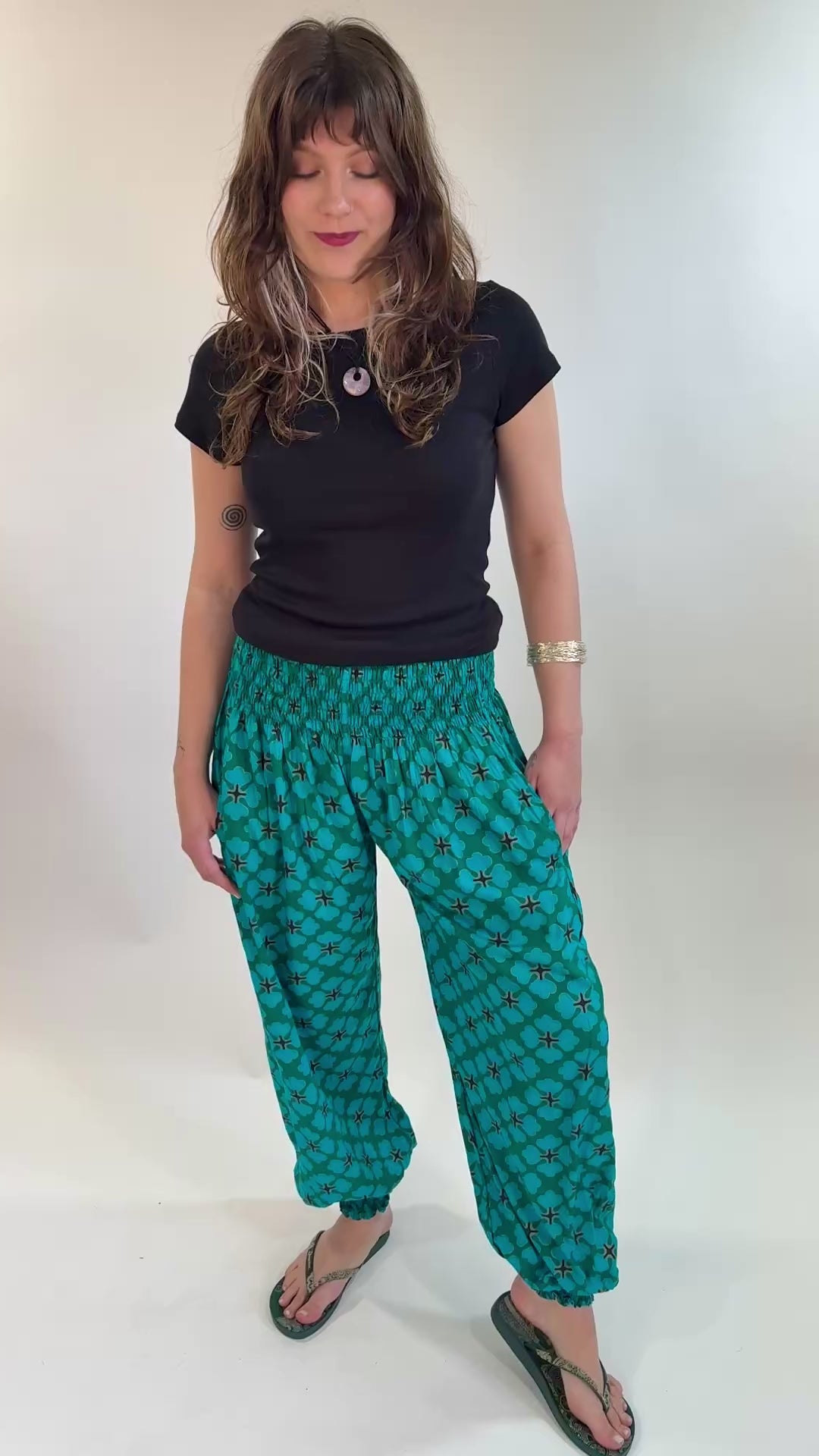 Clover Print Genie Pants
