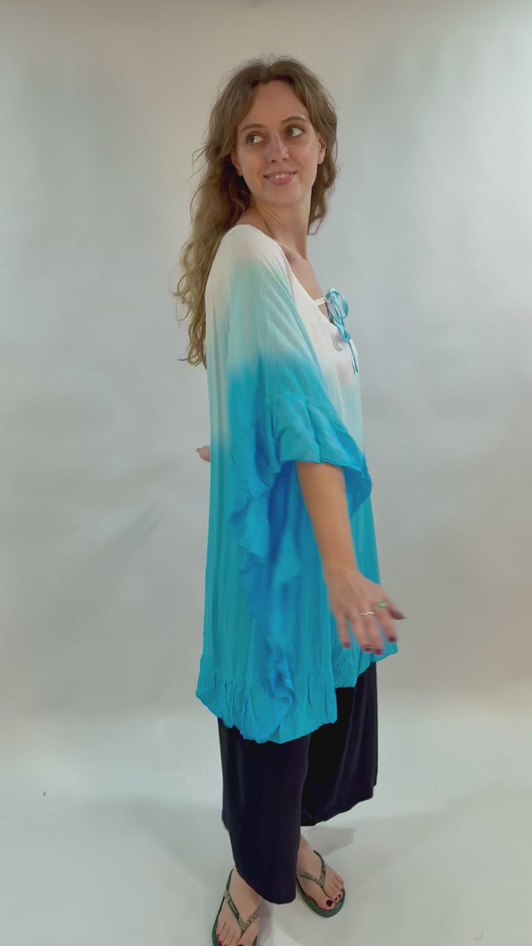 Ombre Dyed Poncho Tunic
