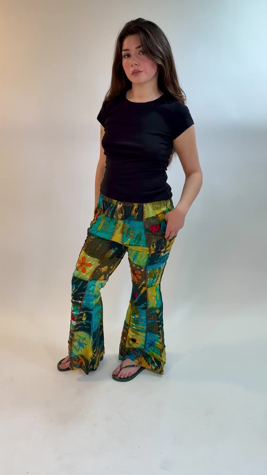 Kick Flare Patchwork Trousers