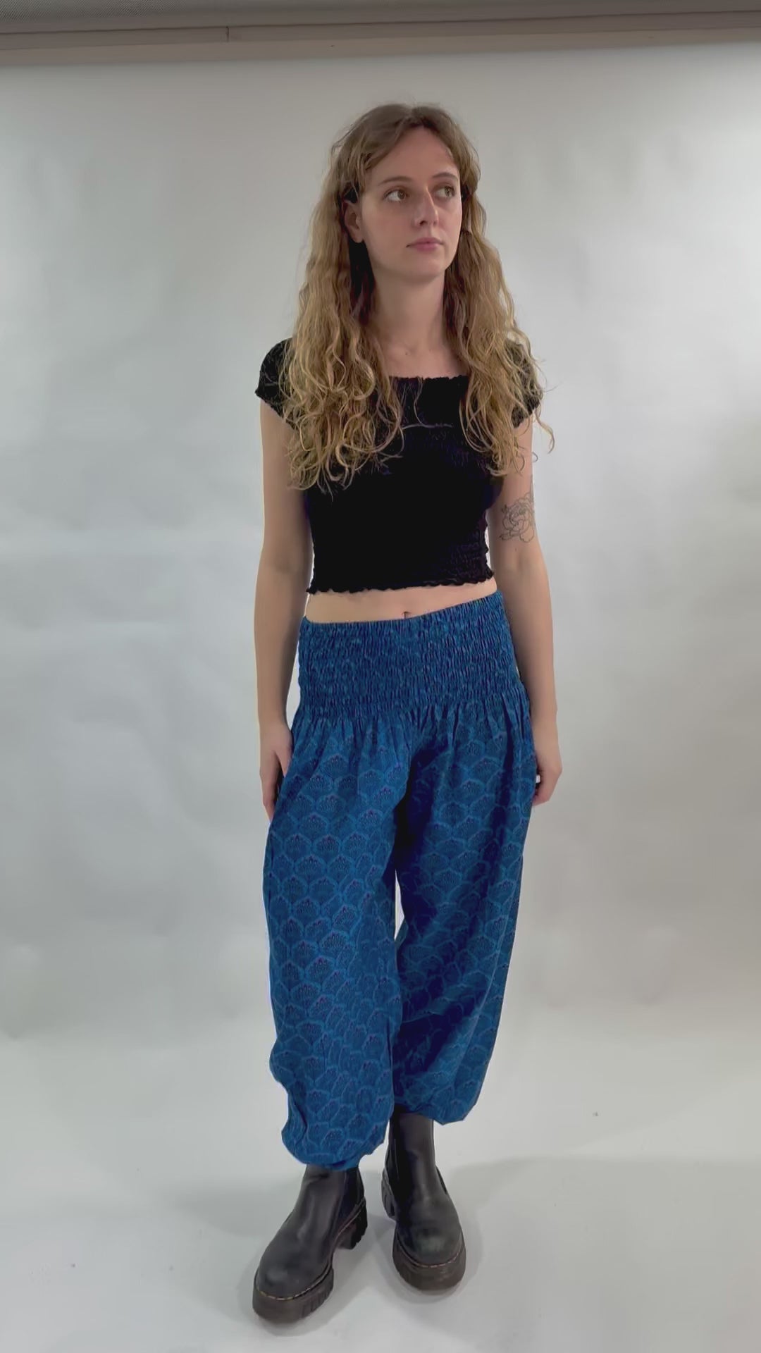 Indian Peacock Print Genie Pants