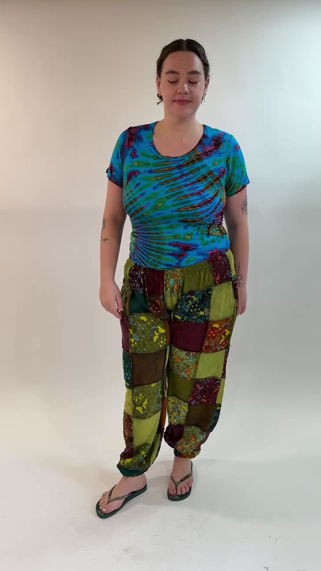 Patchwork Mushroom Harem Pants