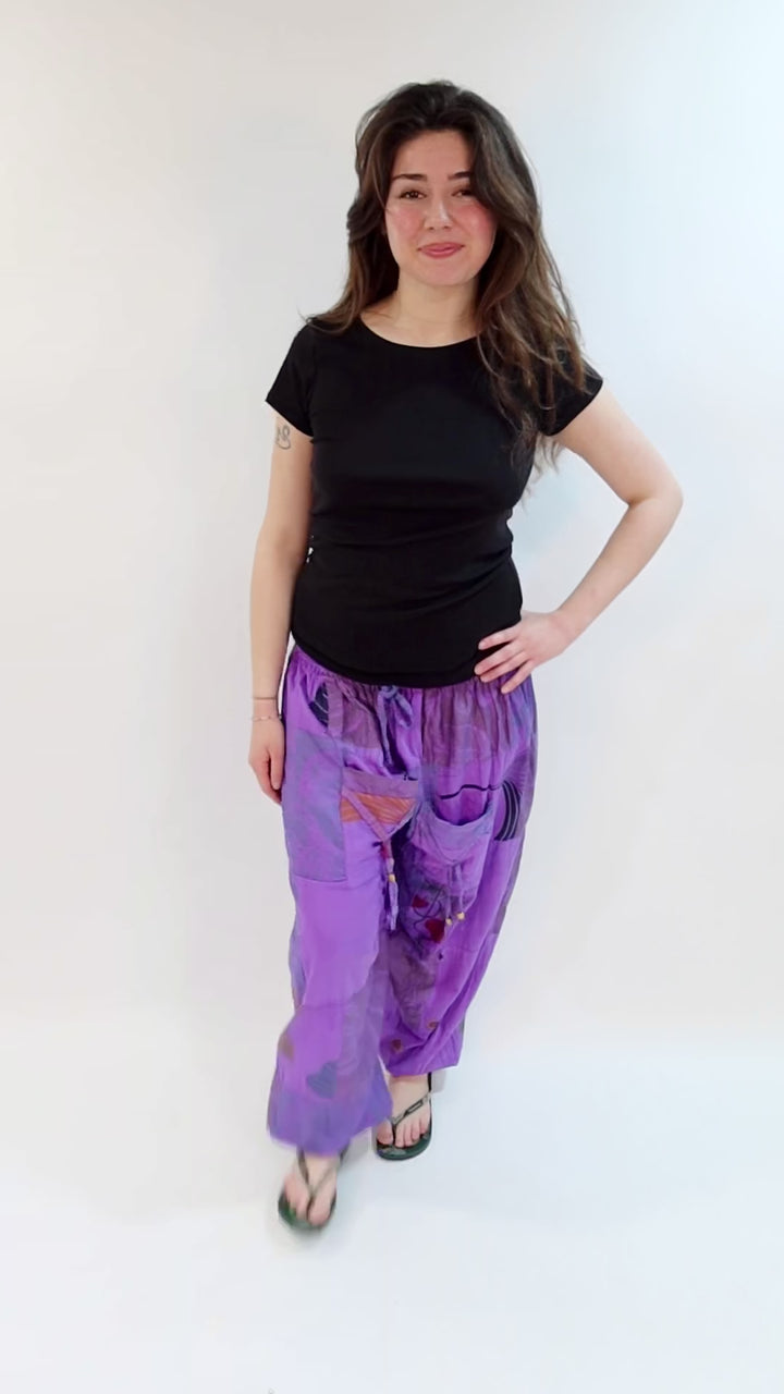 Patchwork Cotton Harem Trousers
