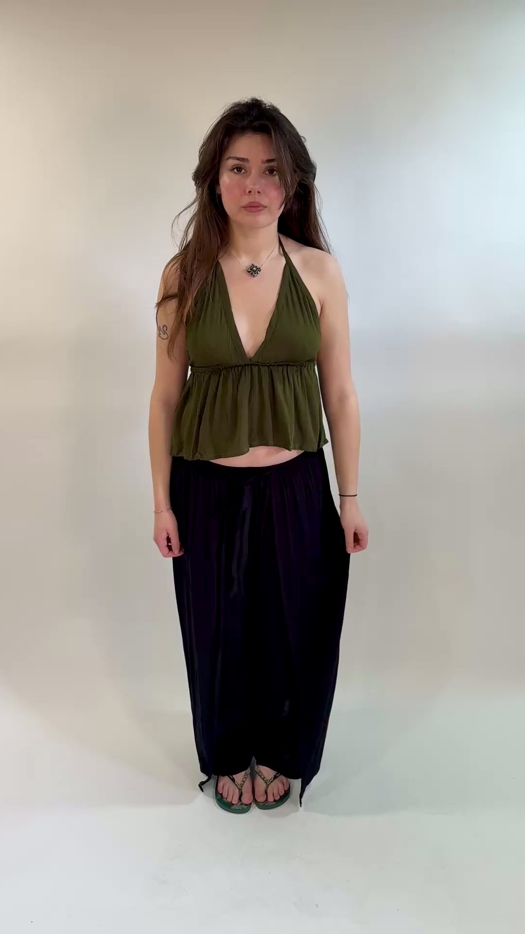Crinkle Faux Wrap Palazzo Pants