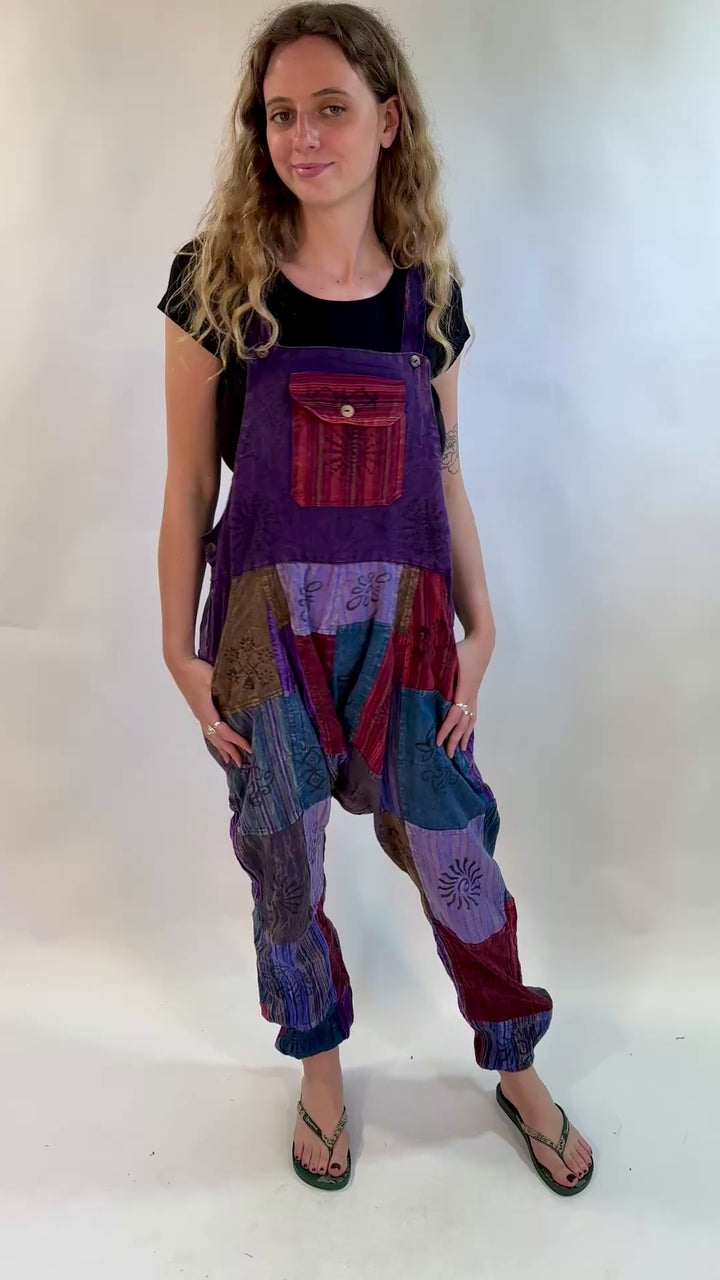 Block Print Patchwork Dungarees