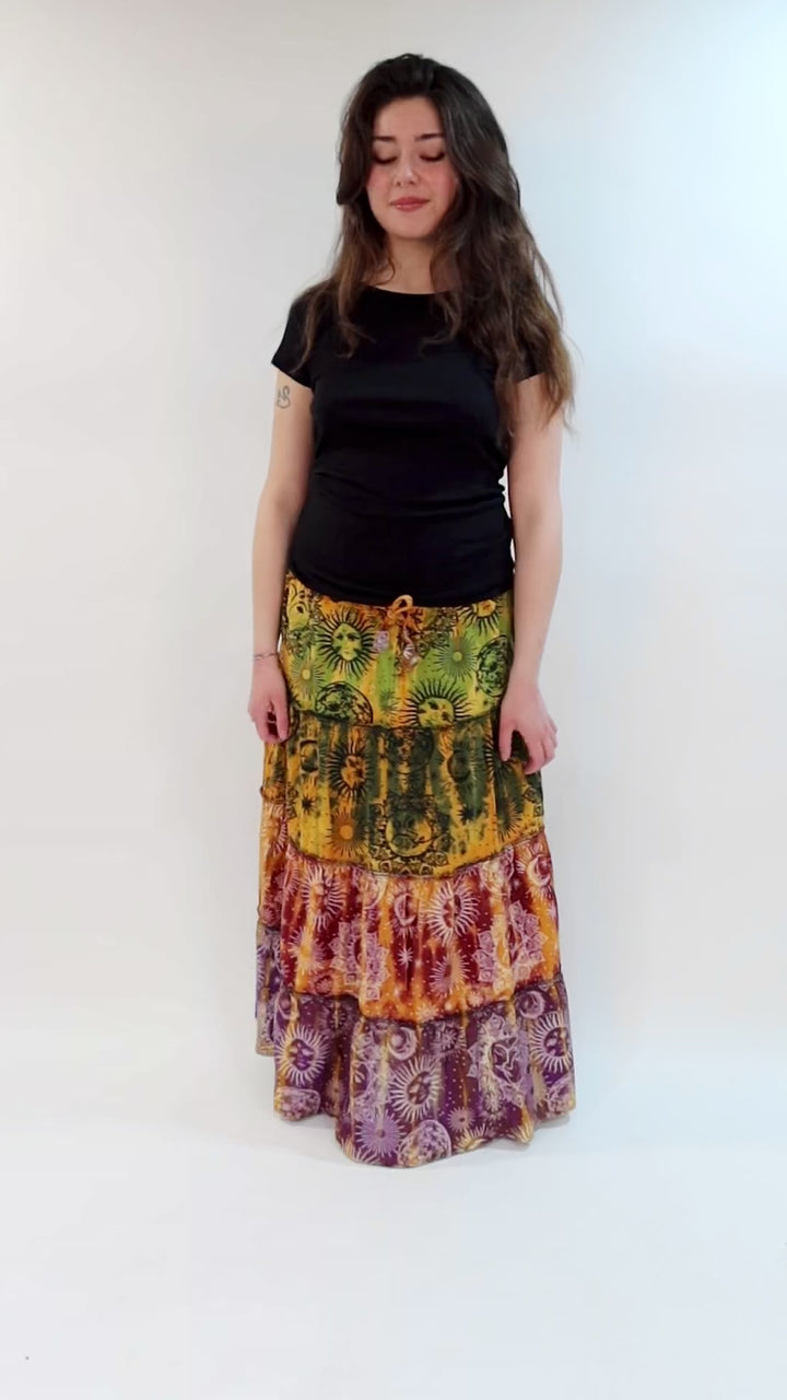 Tie Dye Tiered Maxi Skirt