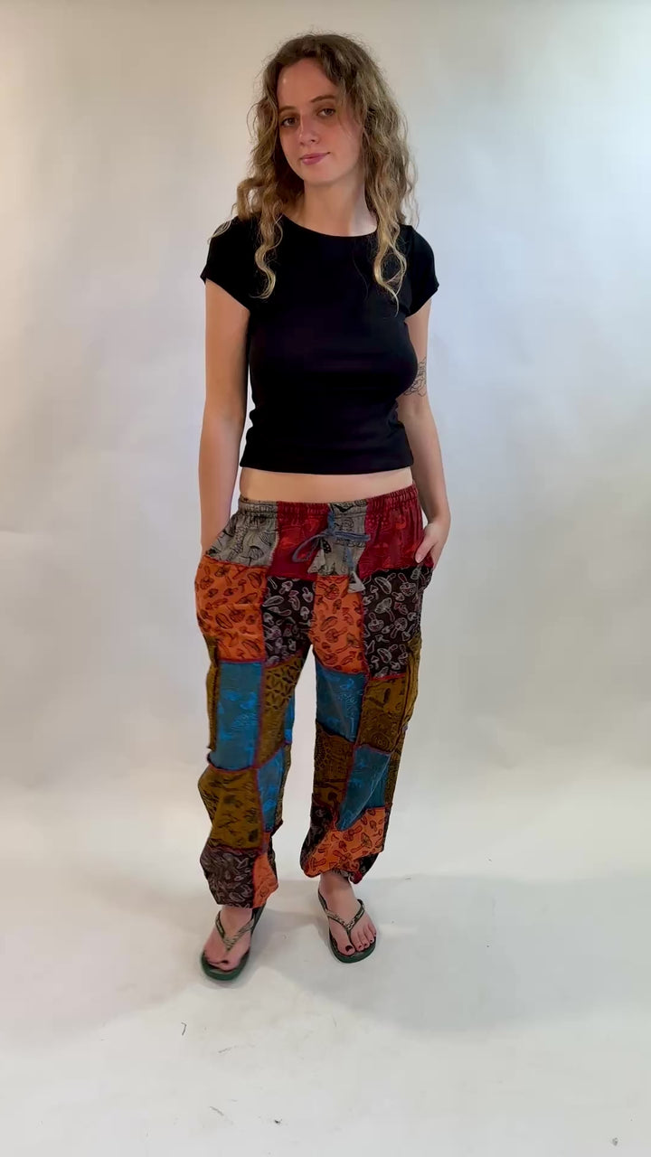 Patchwork Mushroom Cargo Pants