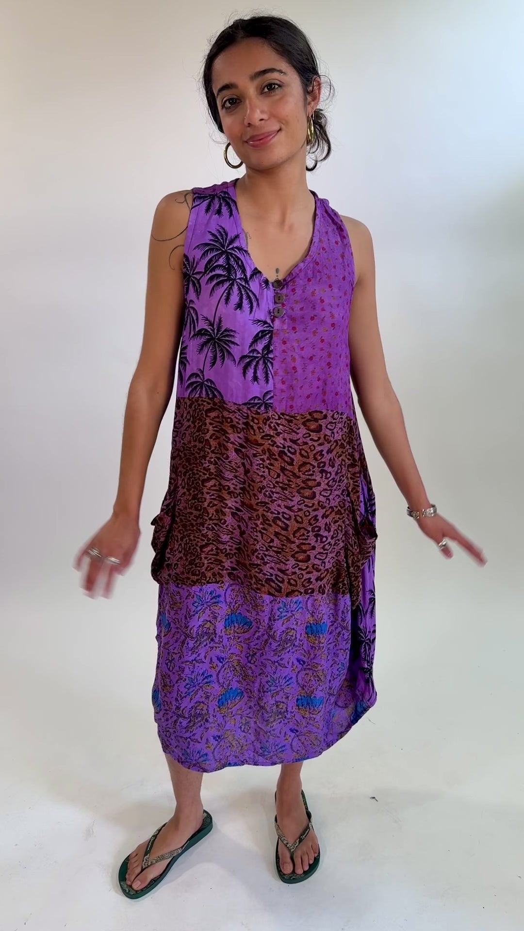 Patchwork Midi Balloon Dress