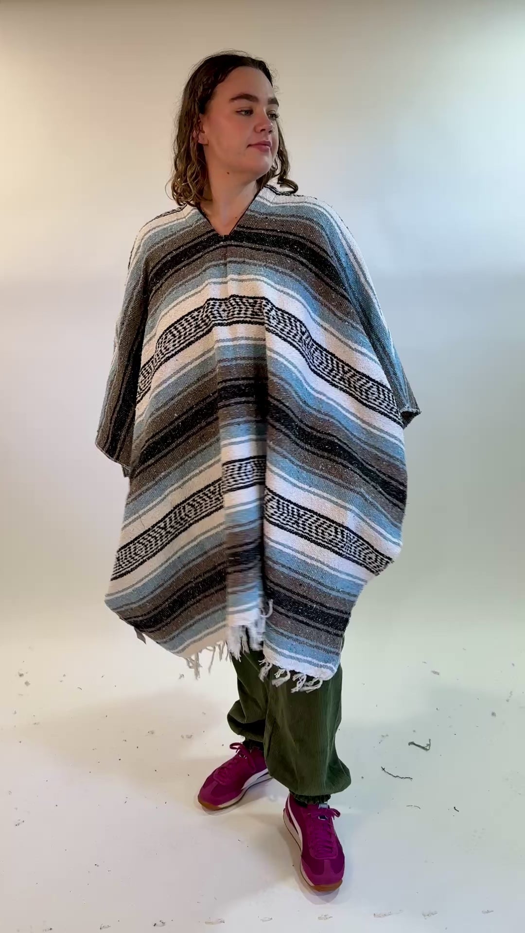 Traditional Style Mexican Blanket Poncho