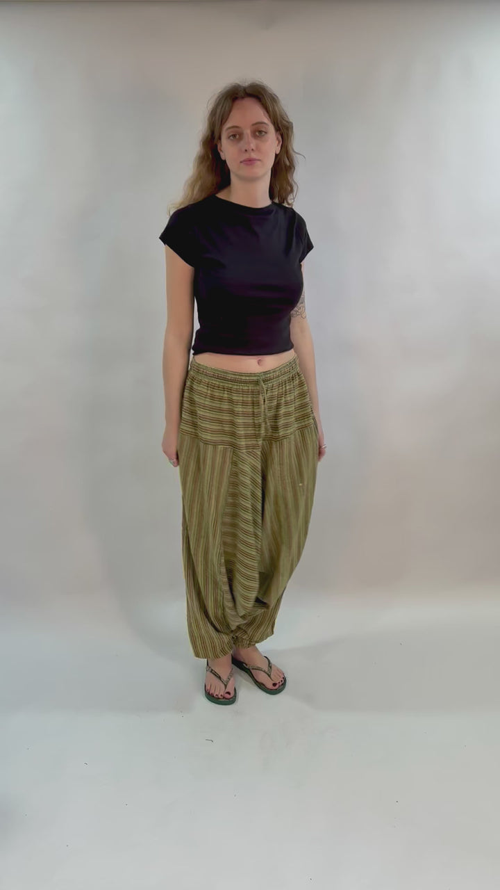 Green Stonewashed Harem Pants